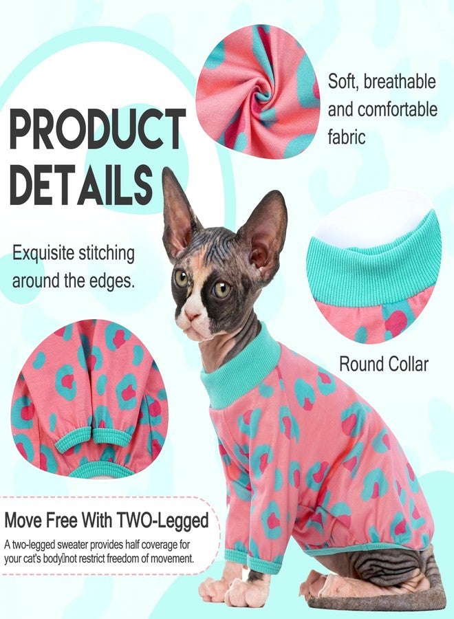 ADNIKIA Sphynx Cats Clothes Cat Turtleneck Cotton Sweater Pullover Kitten T-Shirts with Sleeves Cat Pajamas Jumpsuit for Sphynx Cornish Rex, Devon Rex,Small Dog - Image 2